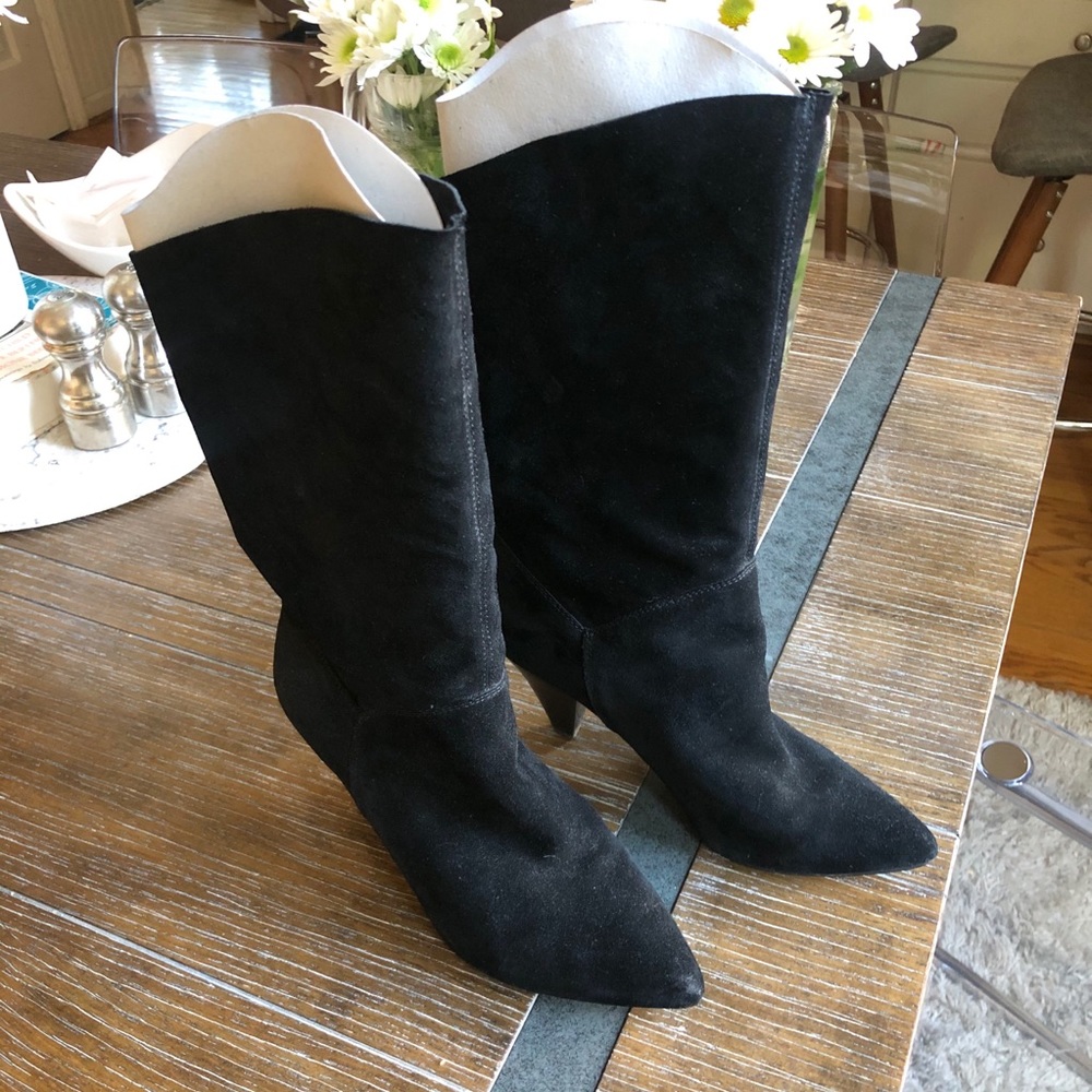 Steve Madden Black Suede Slouch Boots 8
